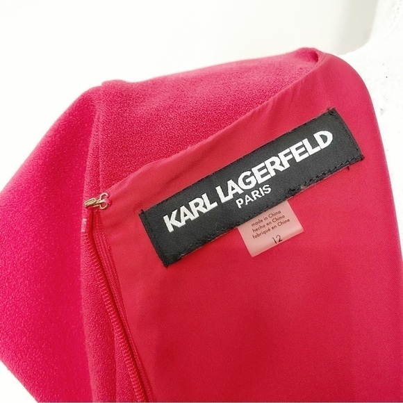 KARL LAGERFELD PINK RUFFLE SHEATH DRESS - 6 - Picture 5 of 7